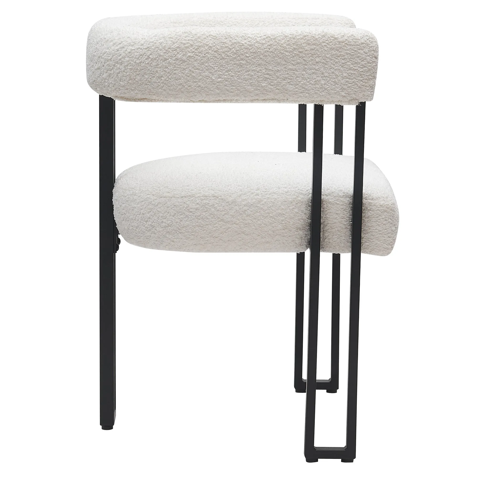 Round Back Dining Chairs | Set of 2 | Scarlet White Boucle