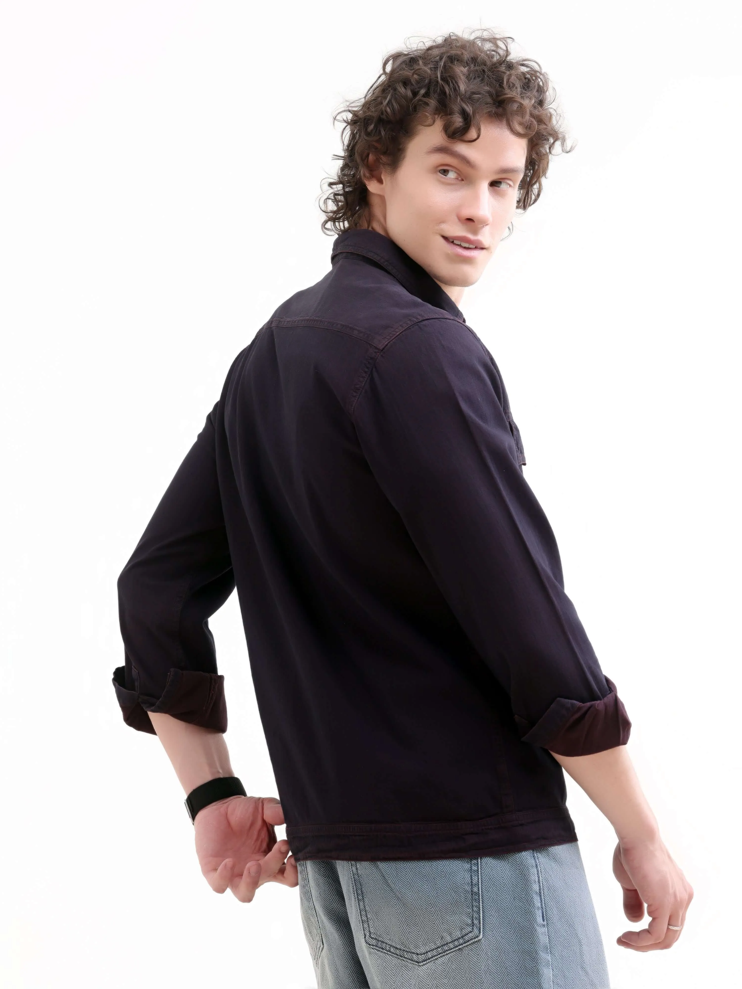 Rubans Wine Denim Overshirt