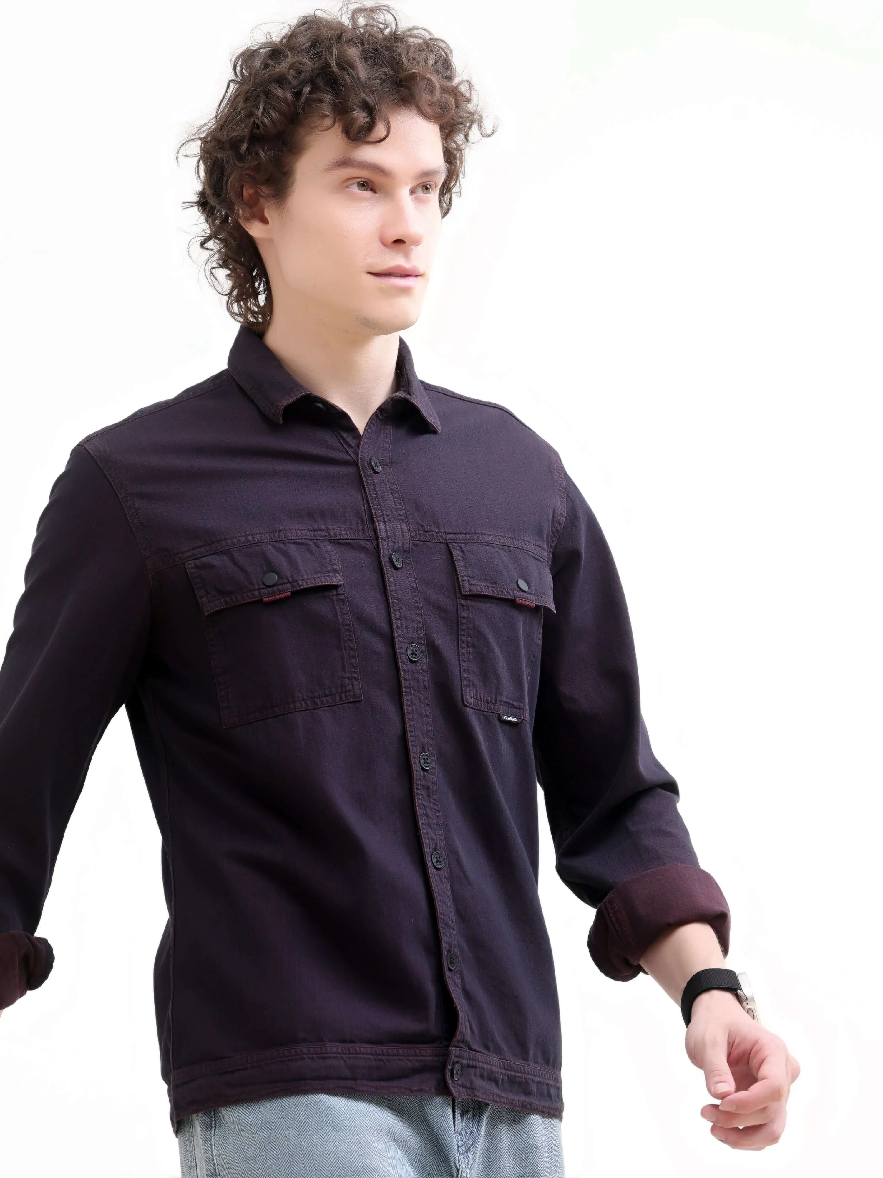 Rubans Wine Denim Overshirt
