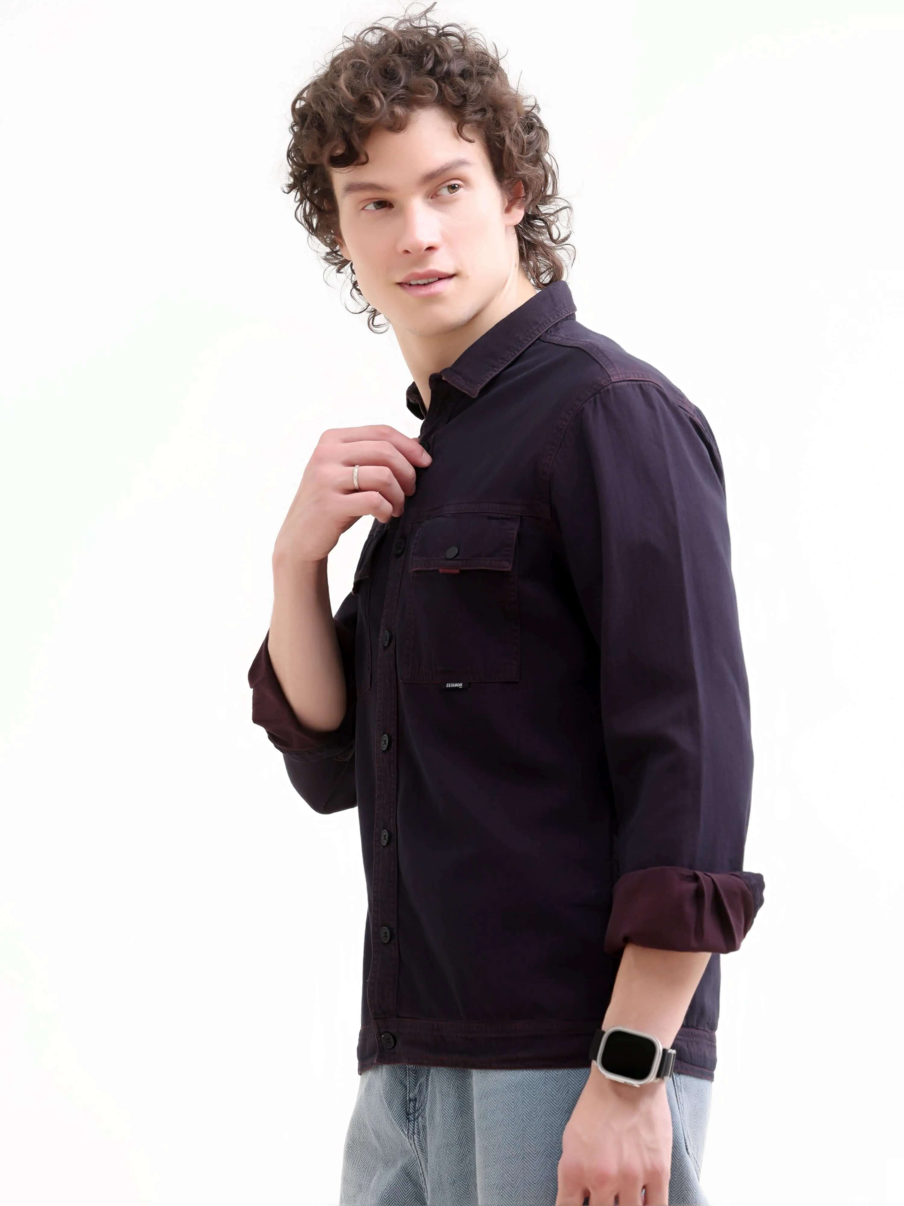 Rubans Wine Denim Overshirt