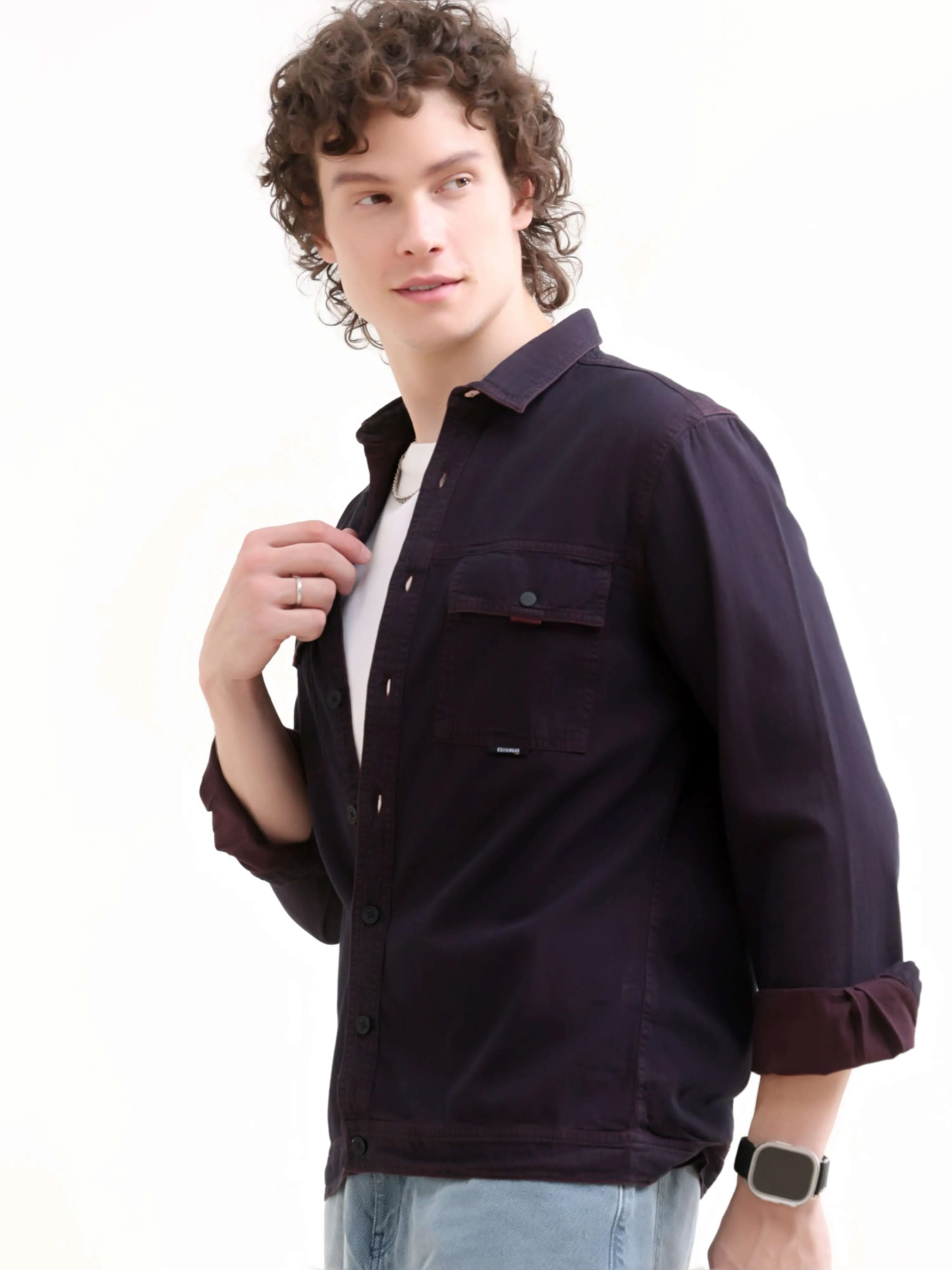 Rubans Wine Denim Overshirt