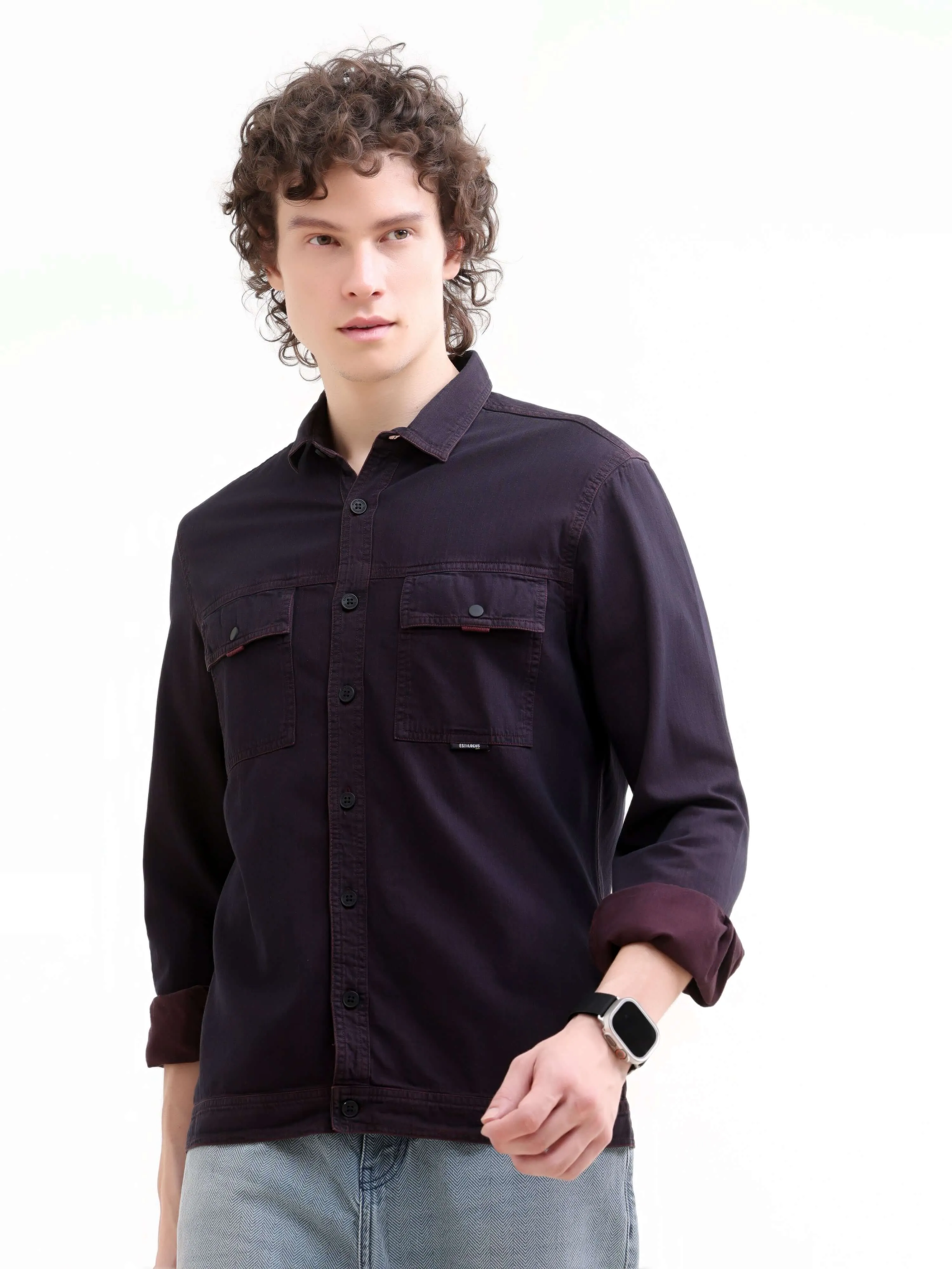 Rubans Wine Denim Overshirt