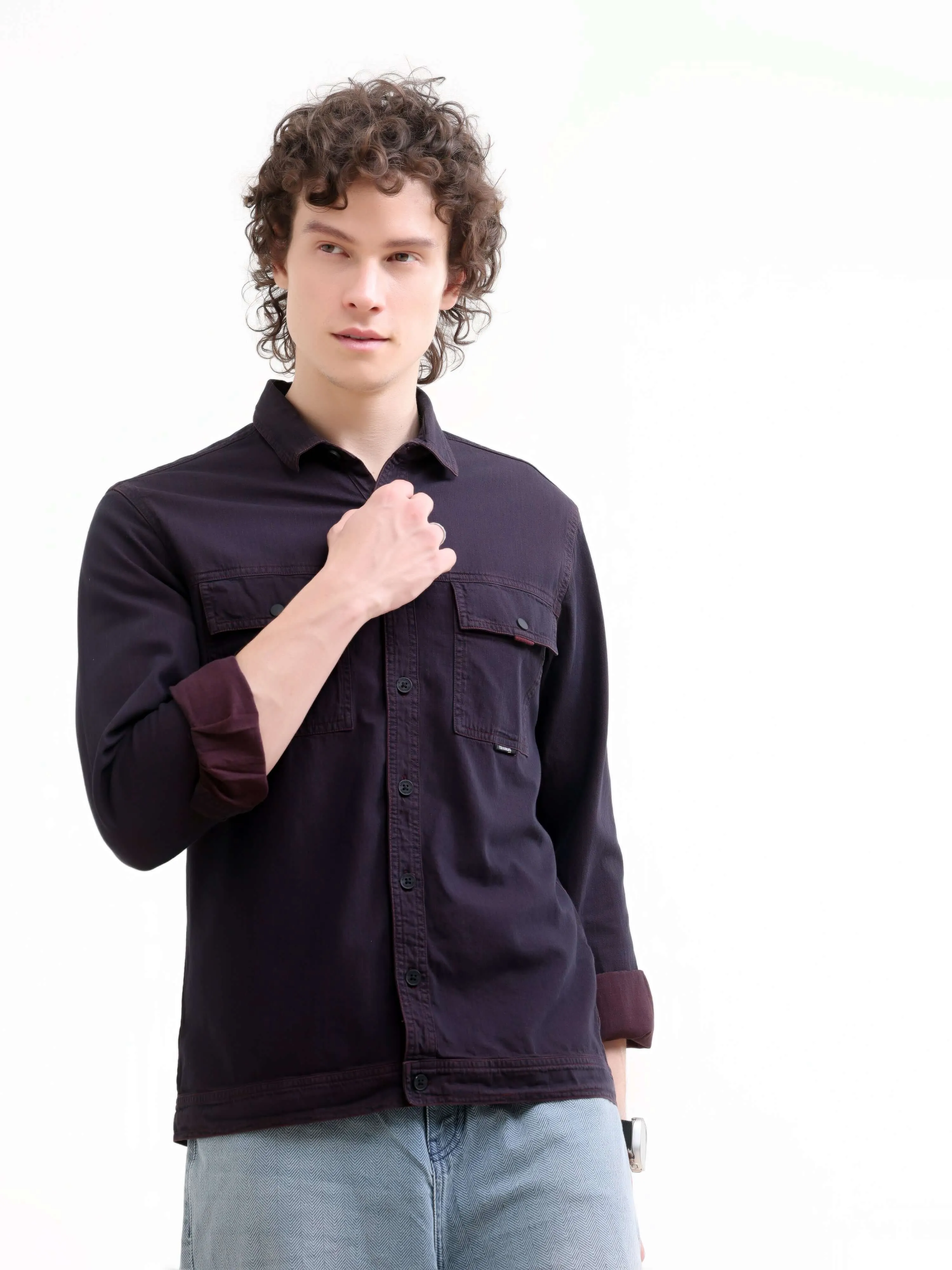 Rubans Wine Denim Overshirt