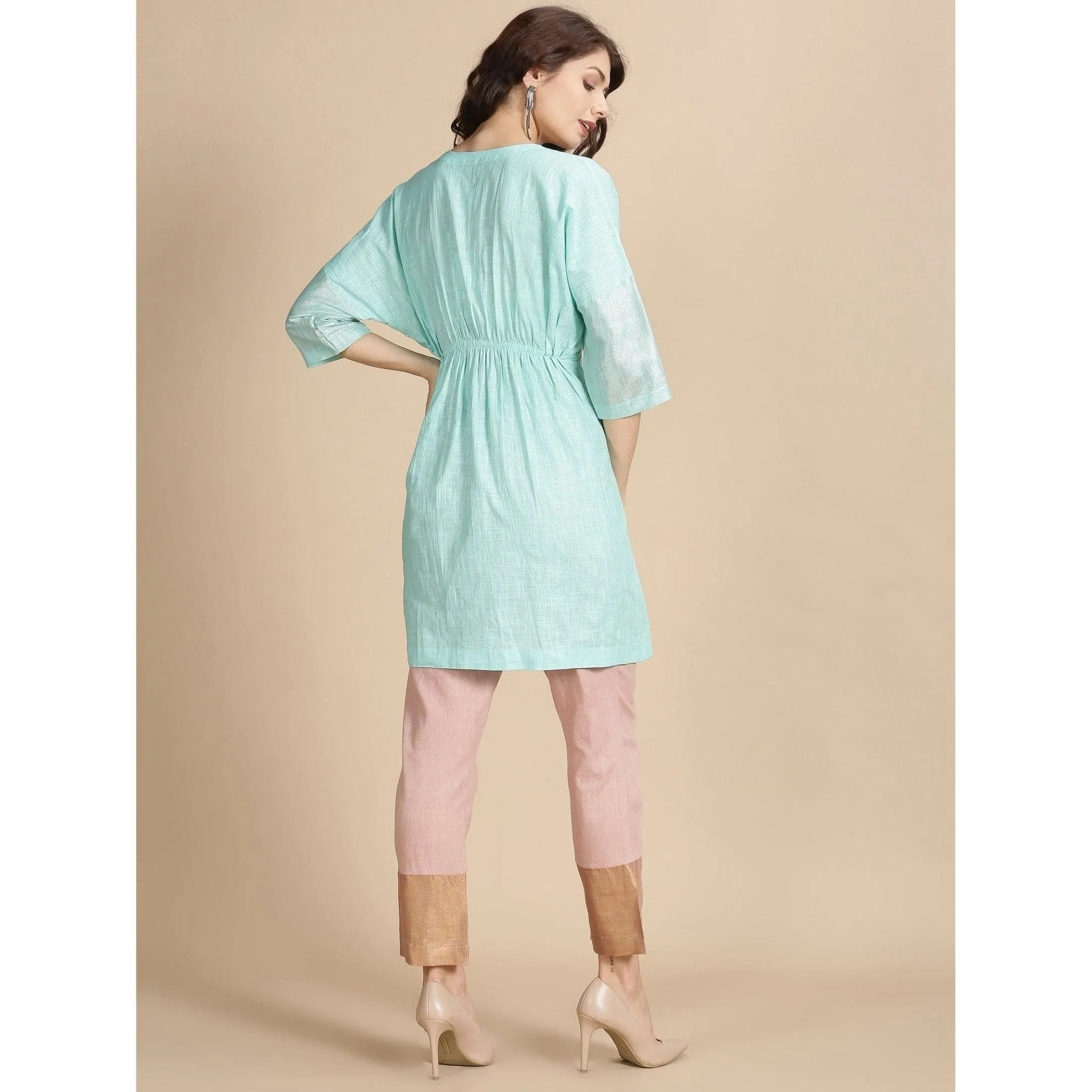 Sea Green floral Beads cluster Work kaftan dress