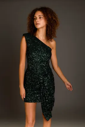 Sequins Front Wrap Mini Dress