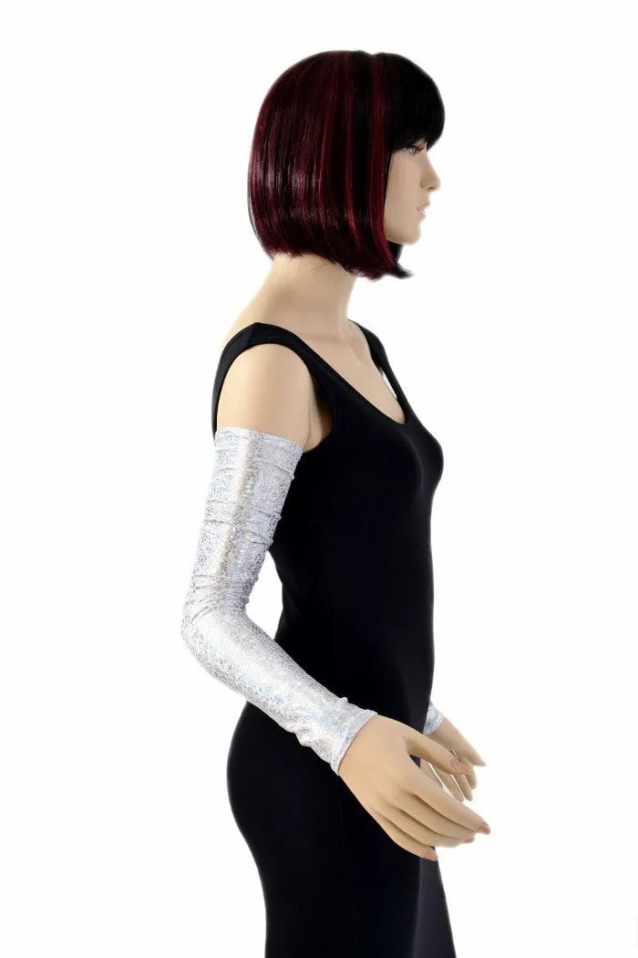 Silver/White Holographic Arm Warmer Sleeves