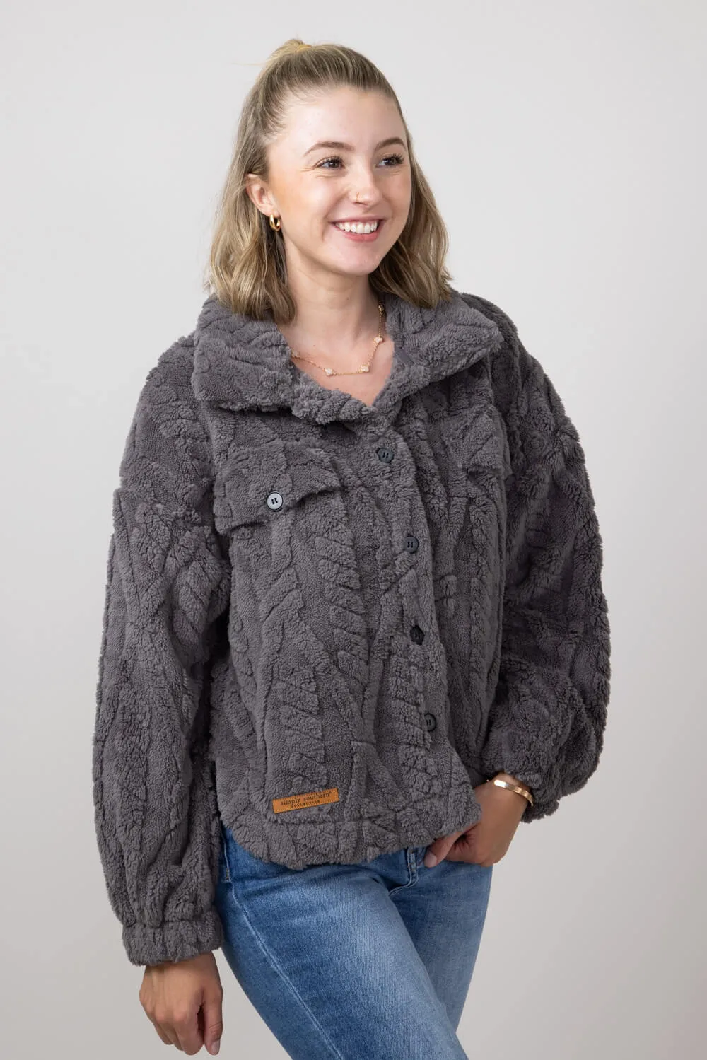 Simply Southern Jess Shacket for Women in Pavement Grey | PP-0224-SHKT-JESS-PVMNT