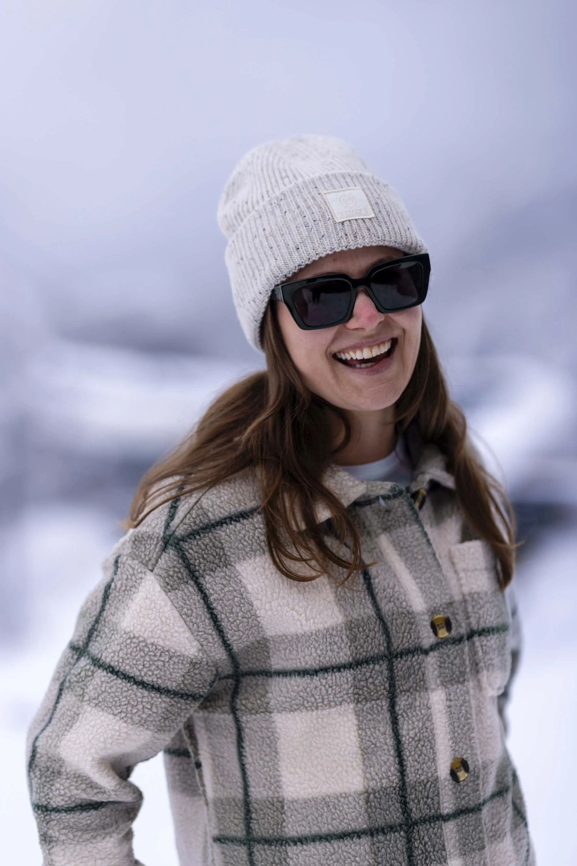 Slough Womens Shacket - Grey Marl Check