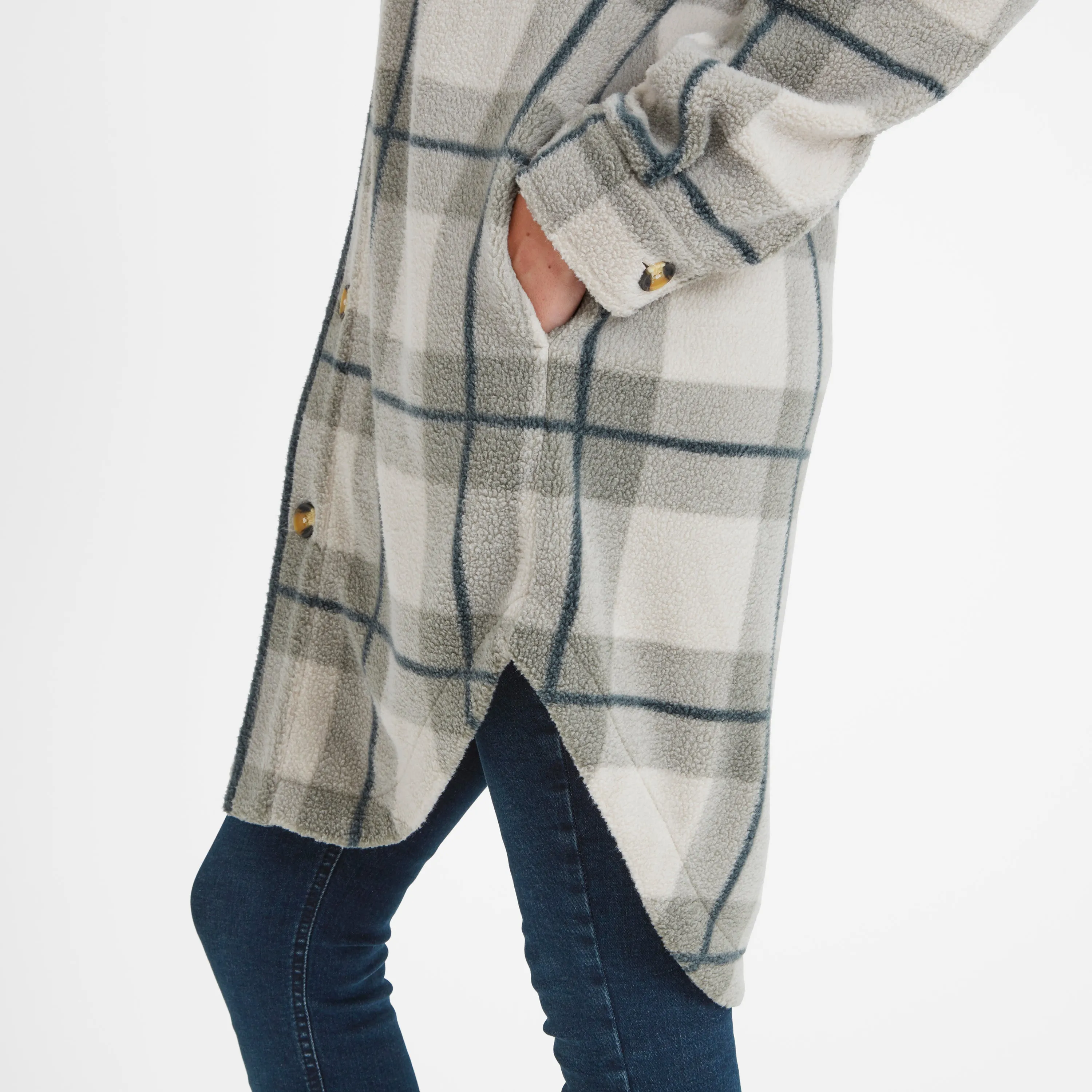 Slough Womens Shacket - Grey Marl Check