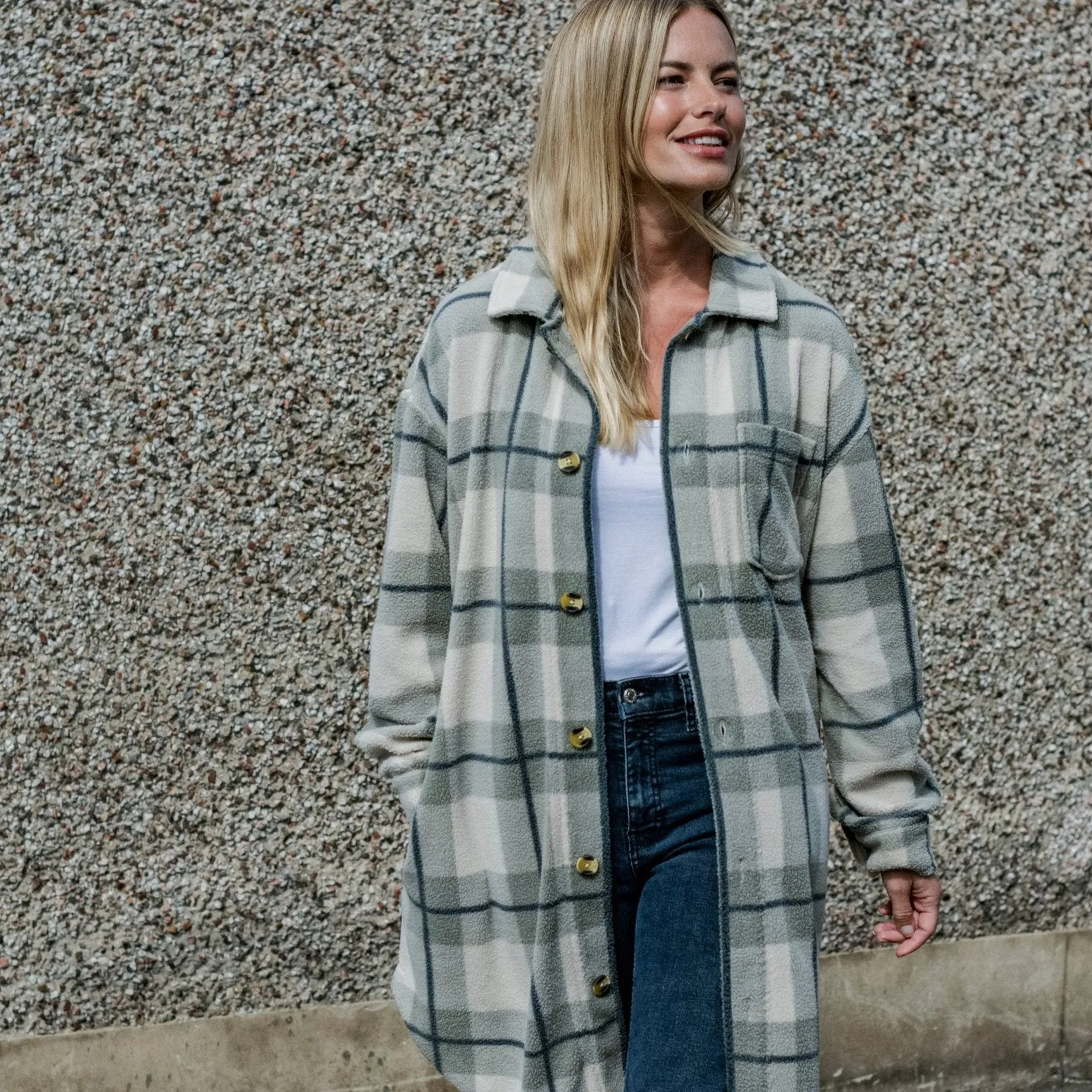 Slough Womens Shacket - Grey Marl Check