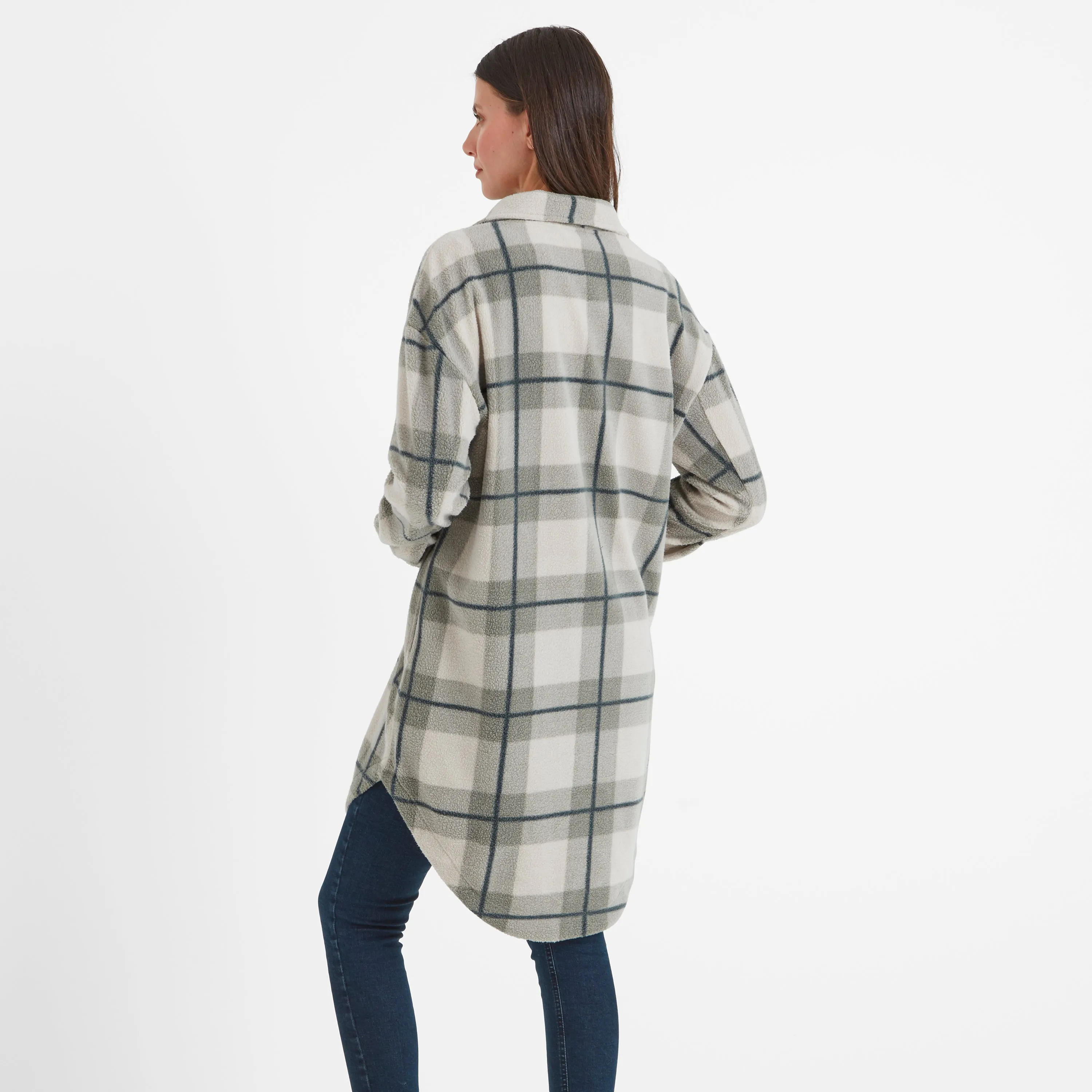 Slough Womens Shacket - Grey Marl Check