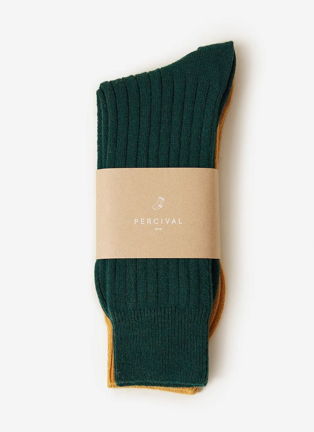Socks 2 Pack | Cashmere | Mustard & Green