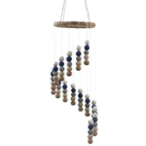 Spiral Felt Ball Mobile- Blue, Tan, Almond, Gray, White