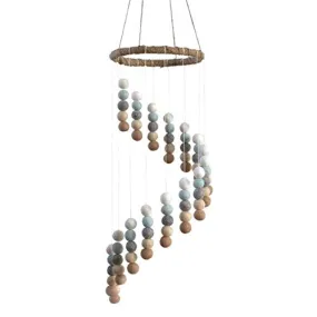 Spiral Felt Ball Mobile- Ice Blue, Tan, Almond, Gray, White