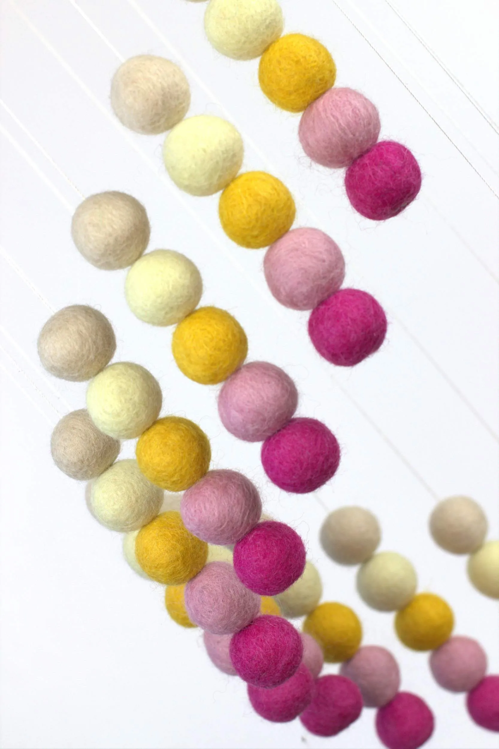 Spiral Felt Ball Mobile- Pink, Yellow