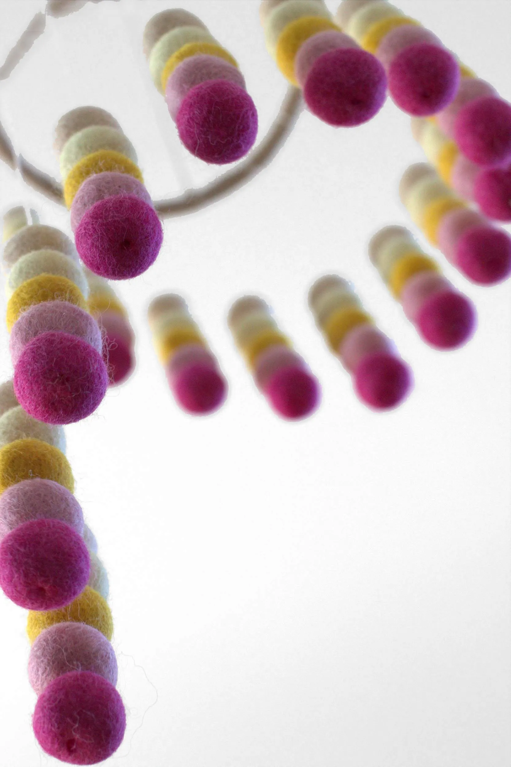 Spiral Felt Ball Mobile- Pink, Yellow