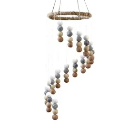Spiral Felt Ball Mobile- Tan, Almond, Gray, White