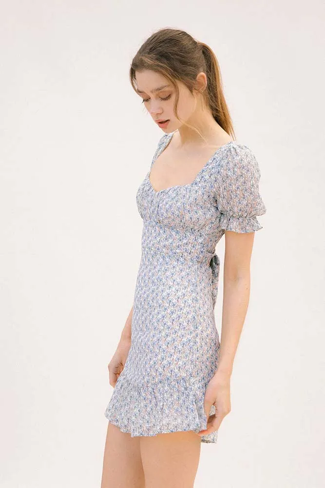 Storia Textured Floral Print Mini Dress