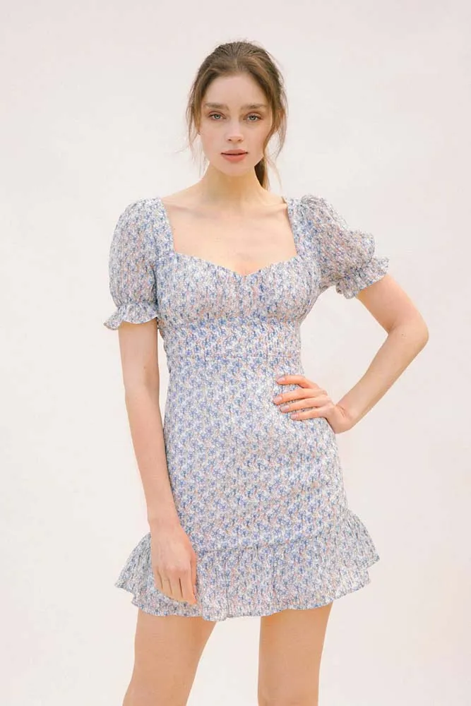 Storia Textured Floral Print Mini Dress