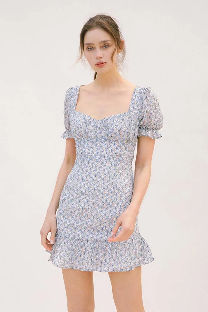 Storia Textured Floral Print Mini Dress