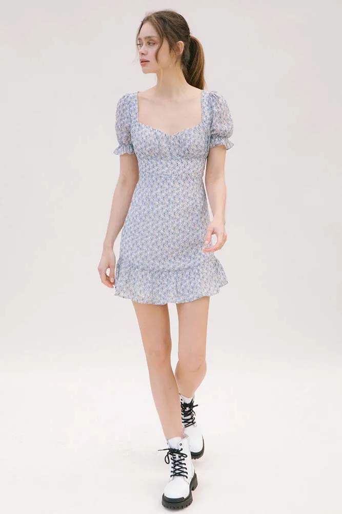 Storia Textured Floral Print Mini Dress