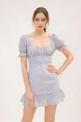 Storia Textured Floral Print Mini Dress