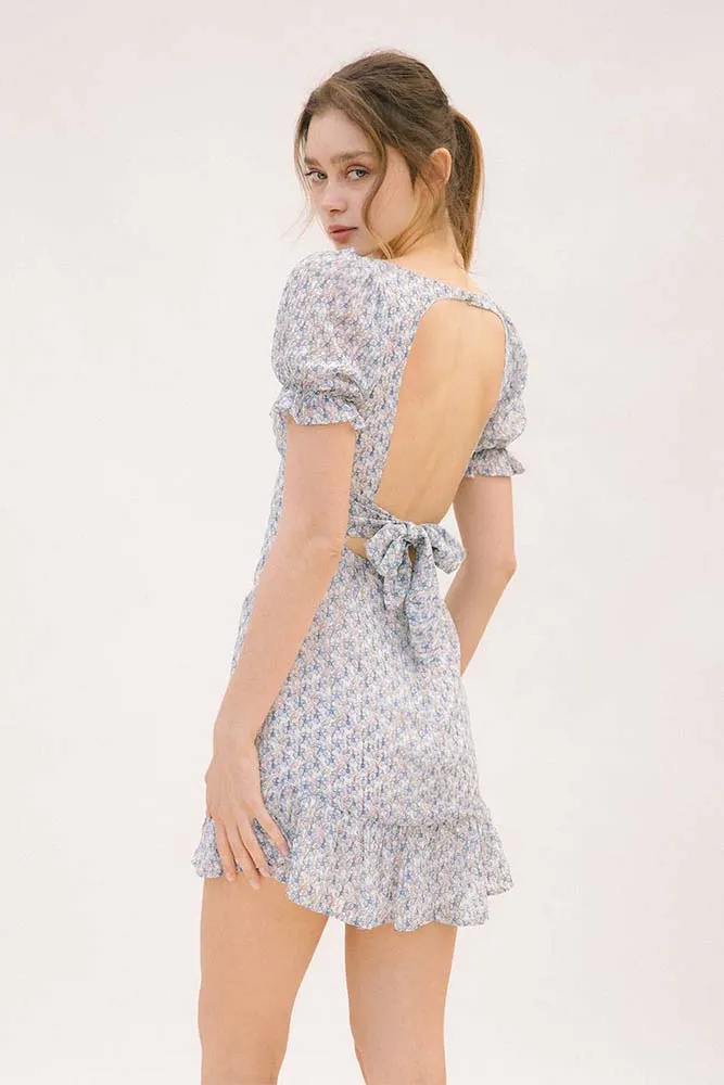 Storia Textured Floral Print Mini Dress