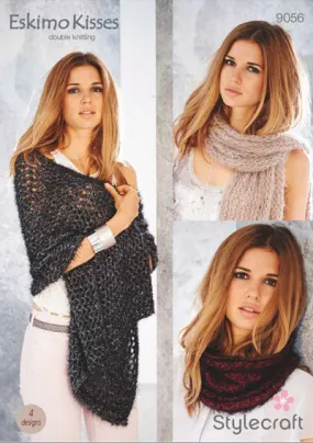 Stylecraft Eskimo Kisses DK Pattern 9056 - Shawl, Scarves and Snood