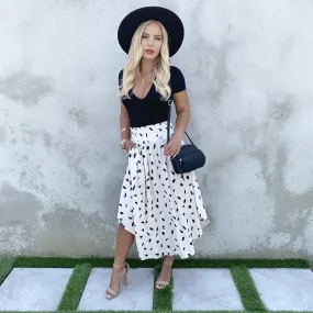 Take A Walk Black & Cream Print Maxi Skirt