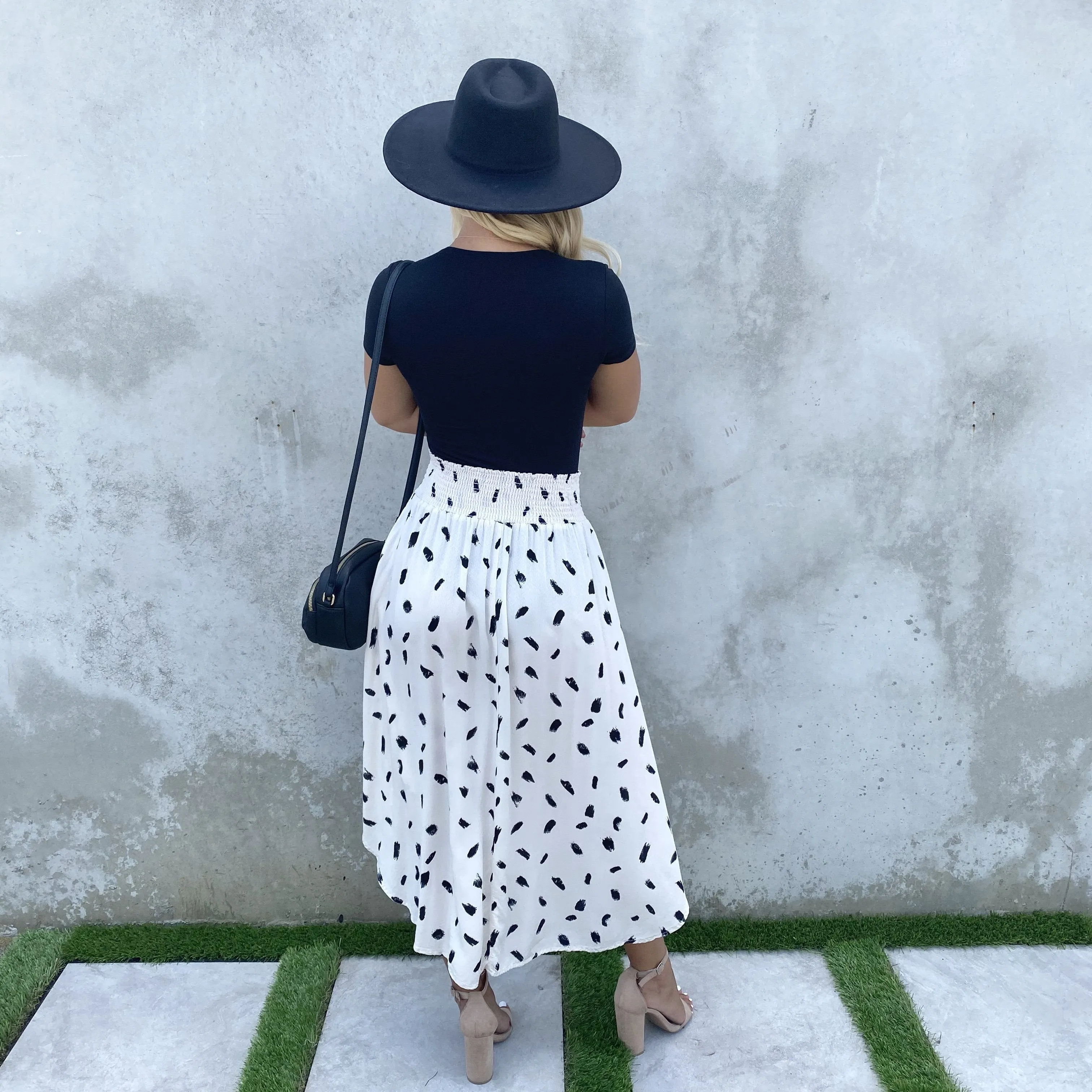 Take A Walk Black & Cream Print Maxi Skirt