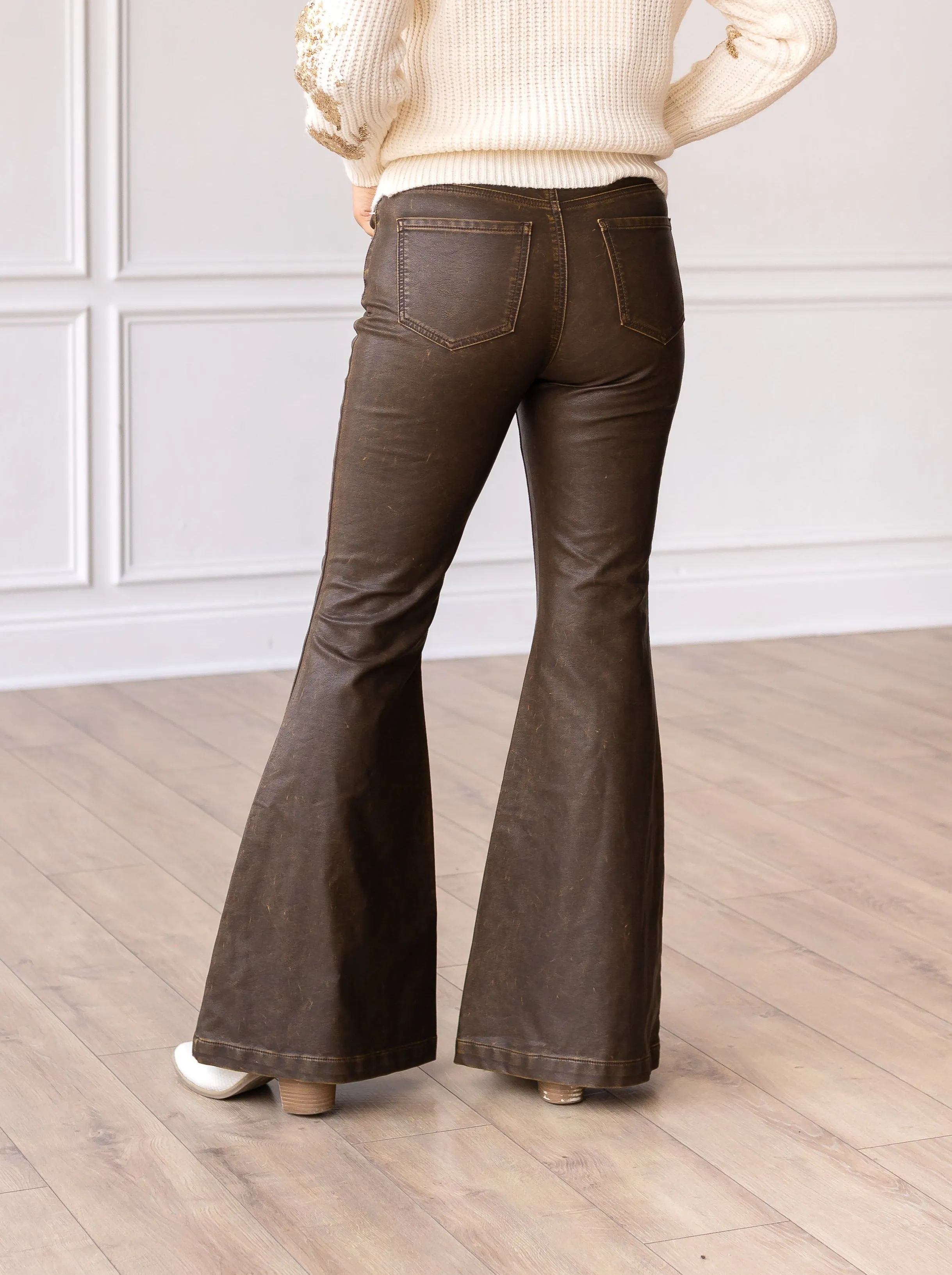The Brandy Rustic Leather Bellbottoms