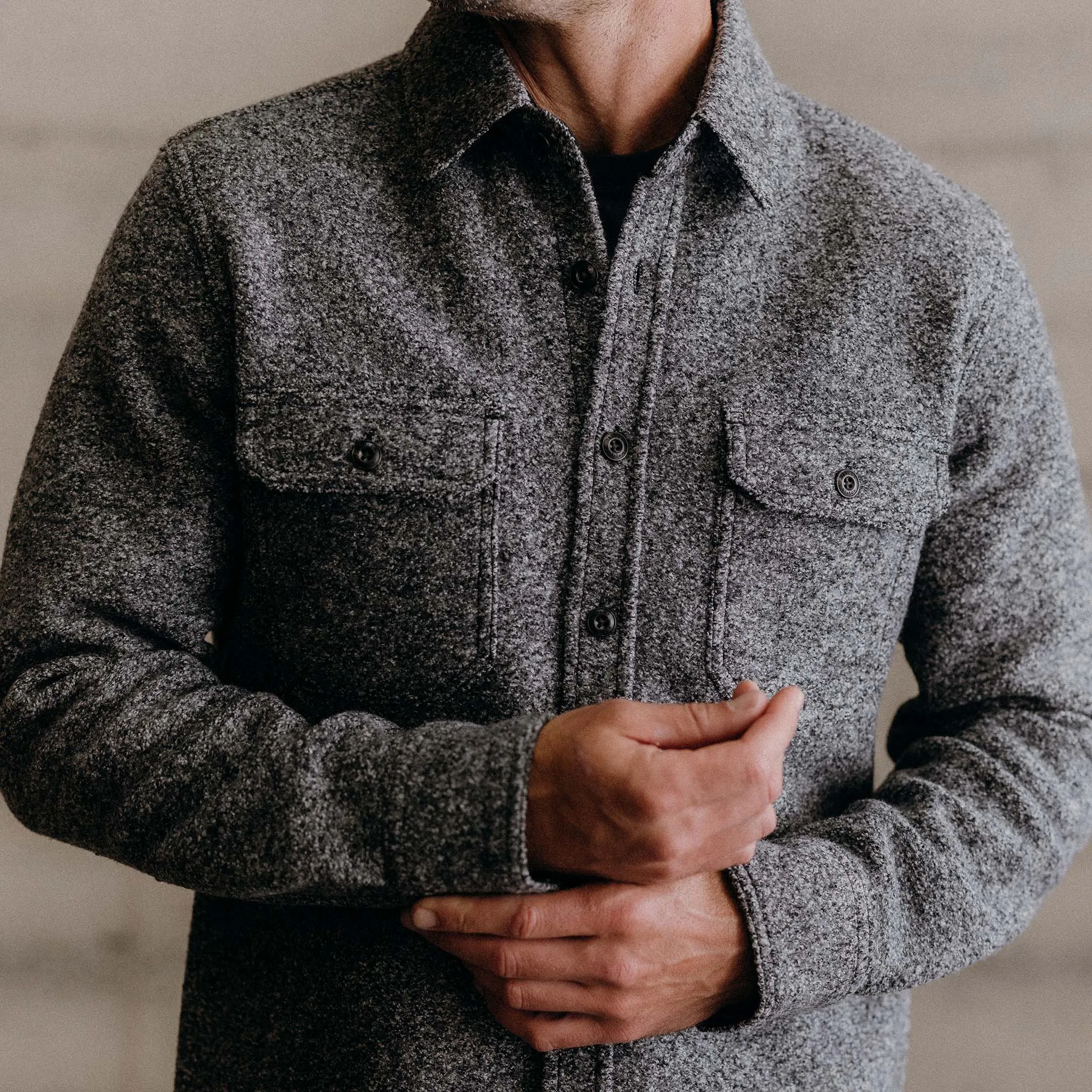 The Connor Overshirt in Heather Ash Boucle