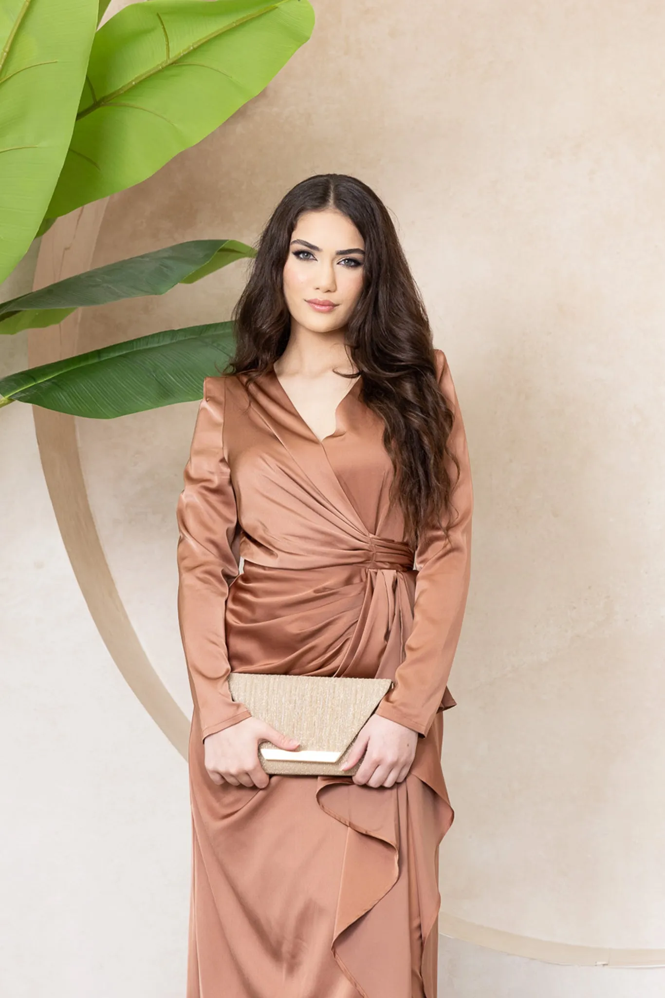 The Crescent Xaria Satin Detailed Dress