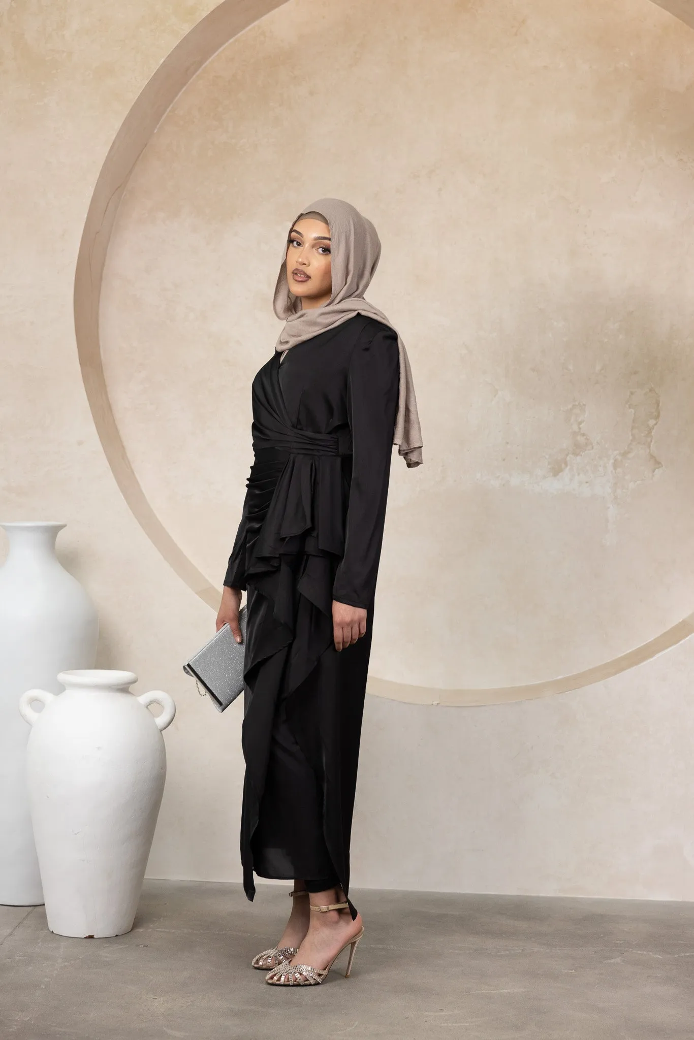 The Crescent Xaria Satin Detailed Dress