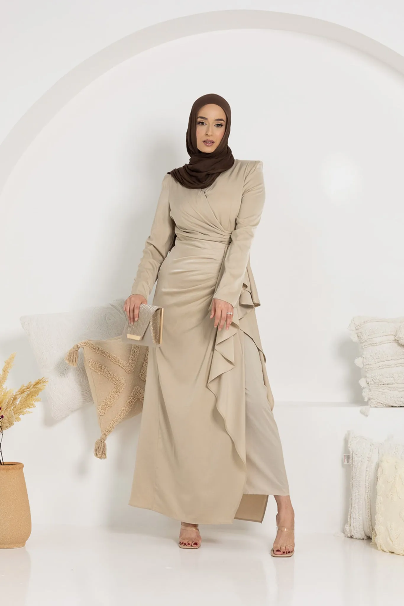 The Crescent Xaria Satin Detailed Dress