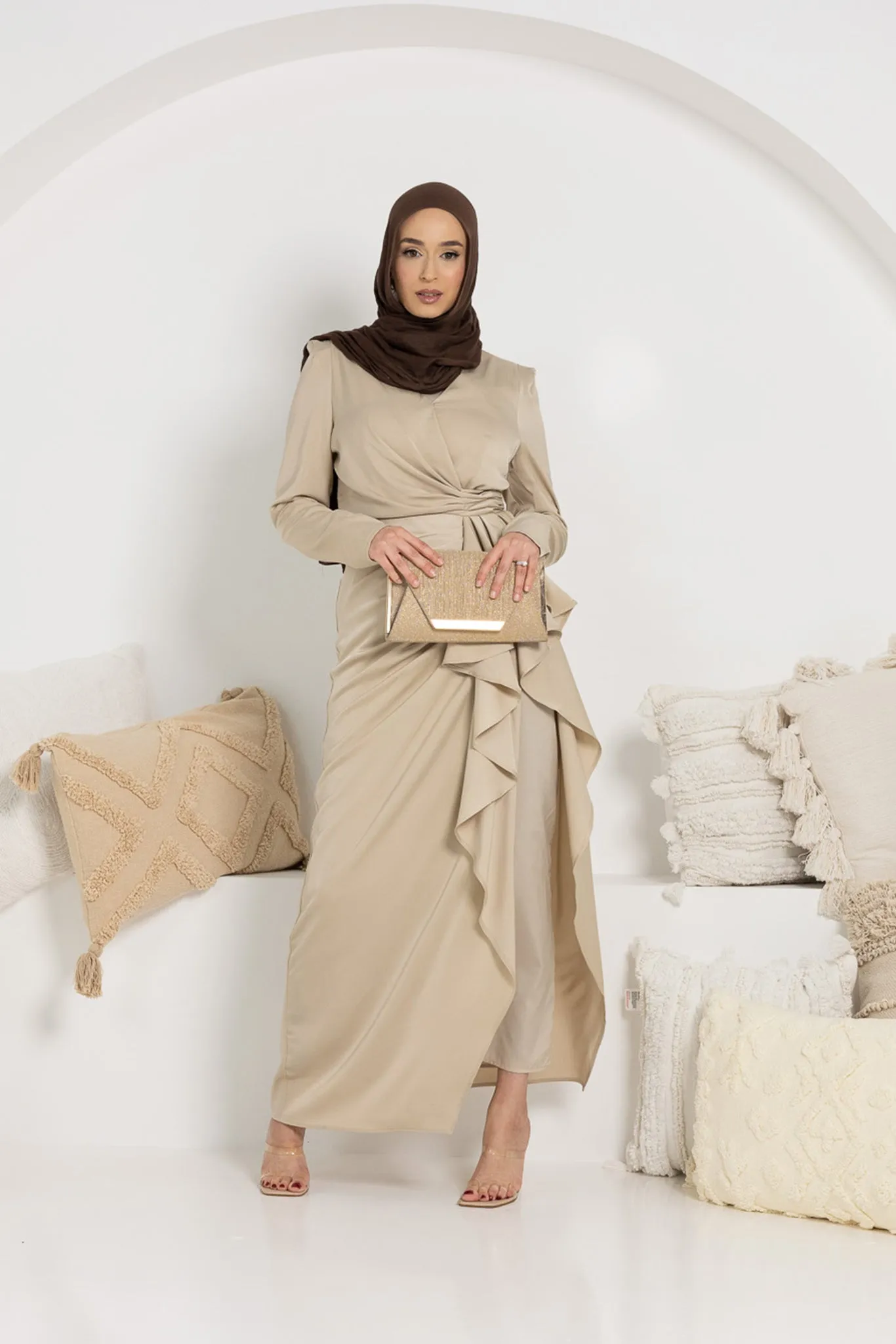 The Crescent Xaria Satin Detailed Dress