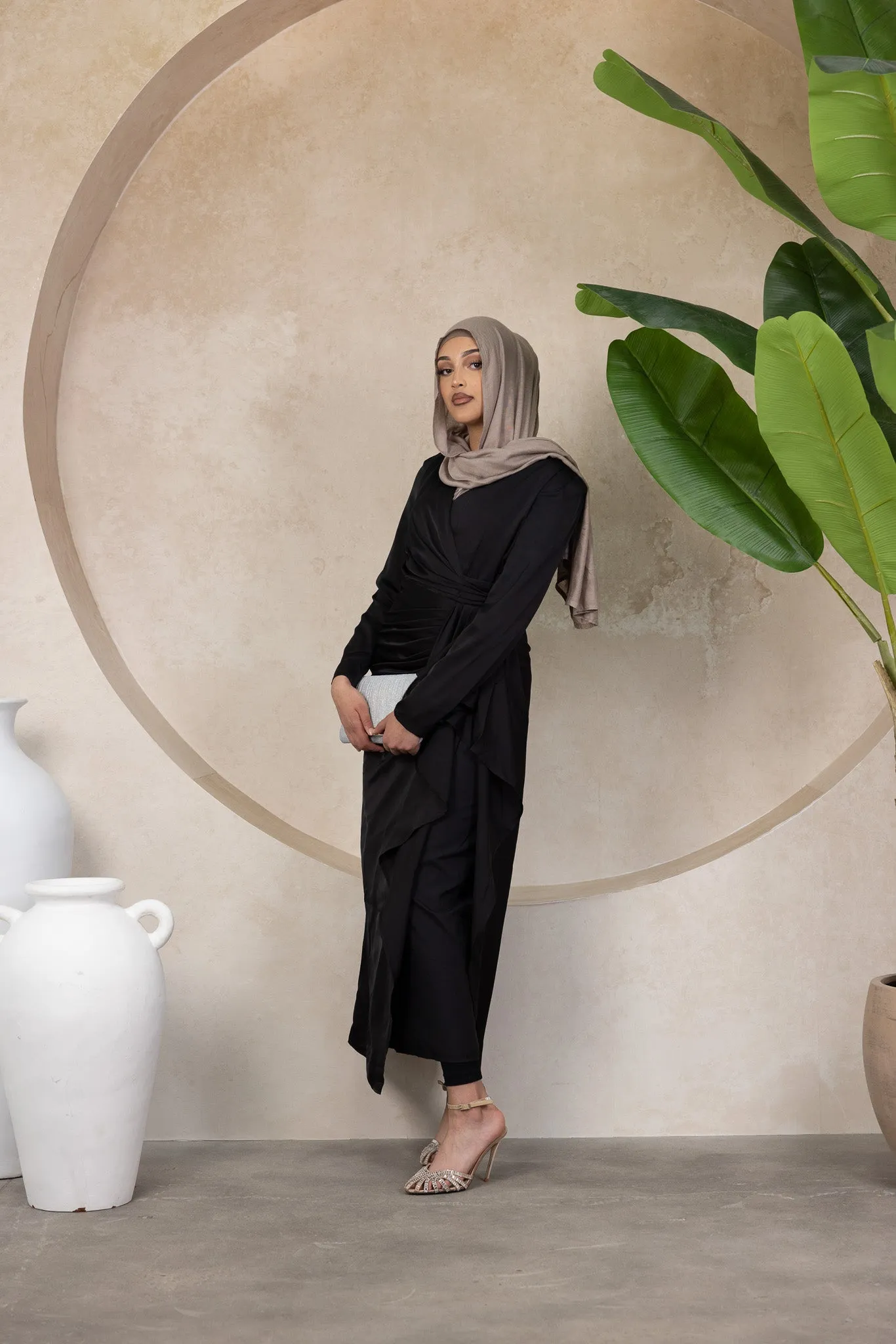 The Crescent Xaria Satin Detailed Dress