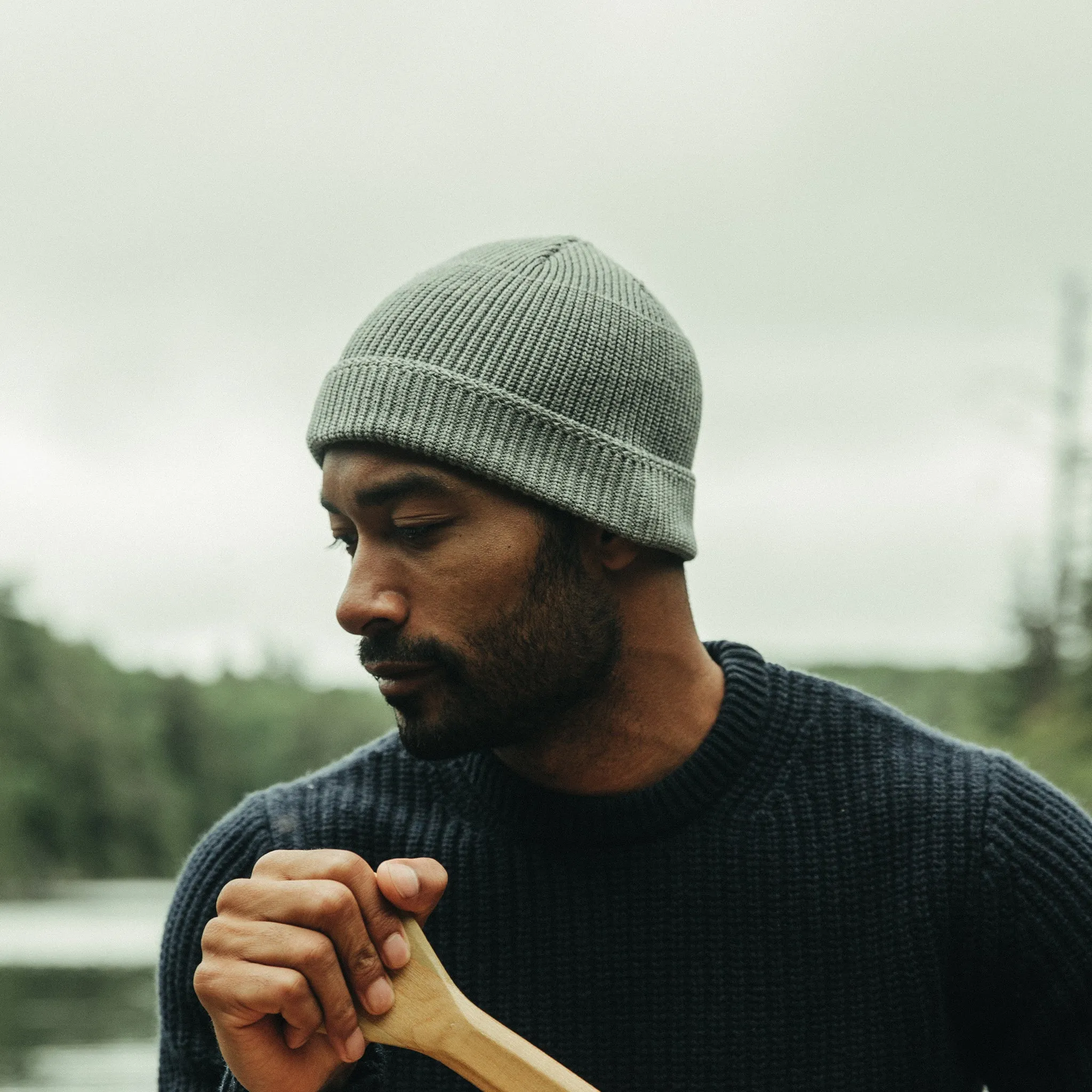 The Rib Beanie in Heather Grey