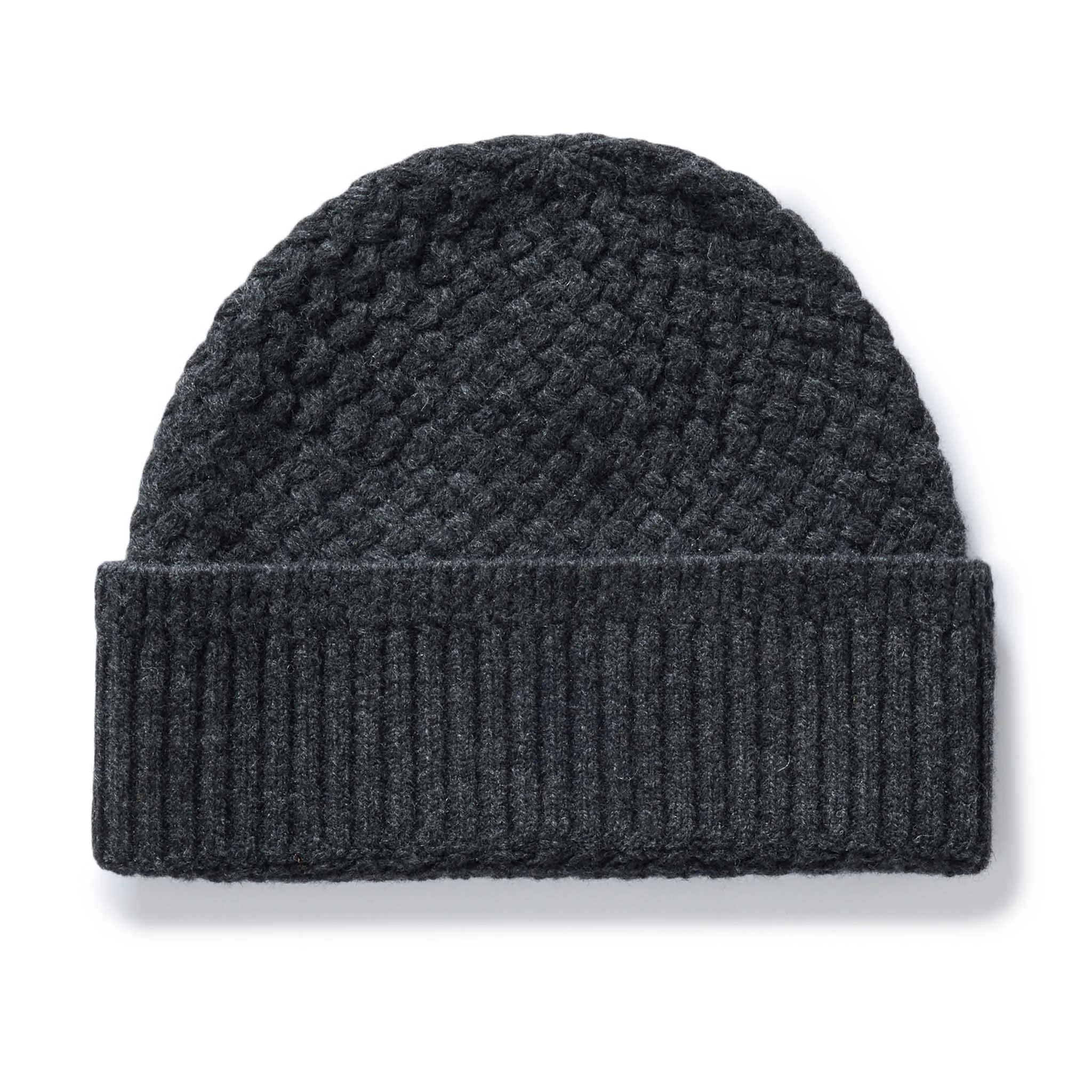 The Textured Knit Beanie in Heather Coal Merino