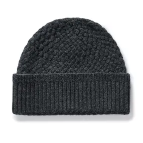 The Textured Knit Beanie in Heather Coal Merino