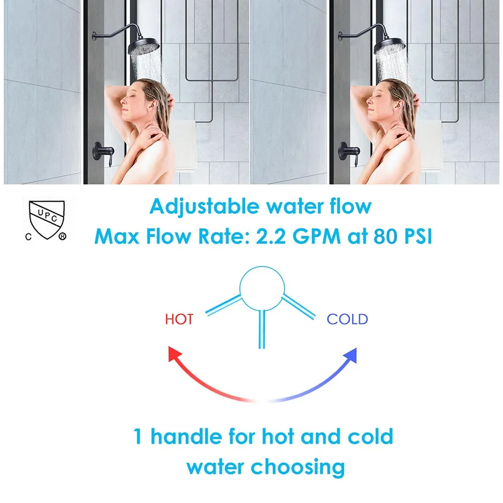 TheLAShop Wall Mounted Rain Shower Faucet & Handle Oil Rubbed Bronze