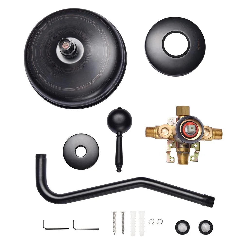 TheLAShop Wall Mounted Rain Shower Faucet & Handle Oil Rubbed Bronze