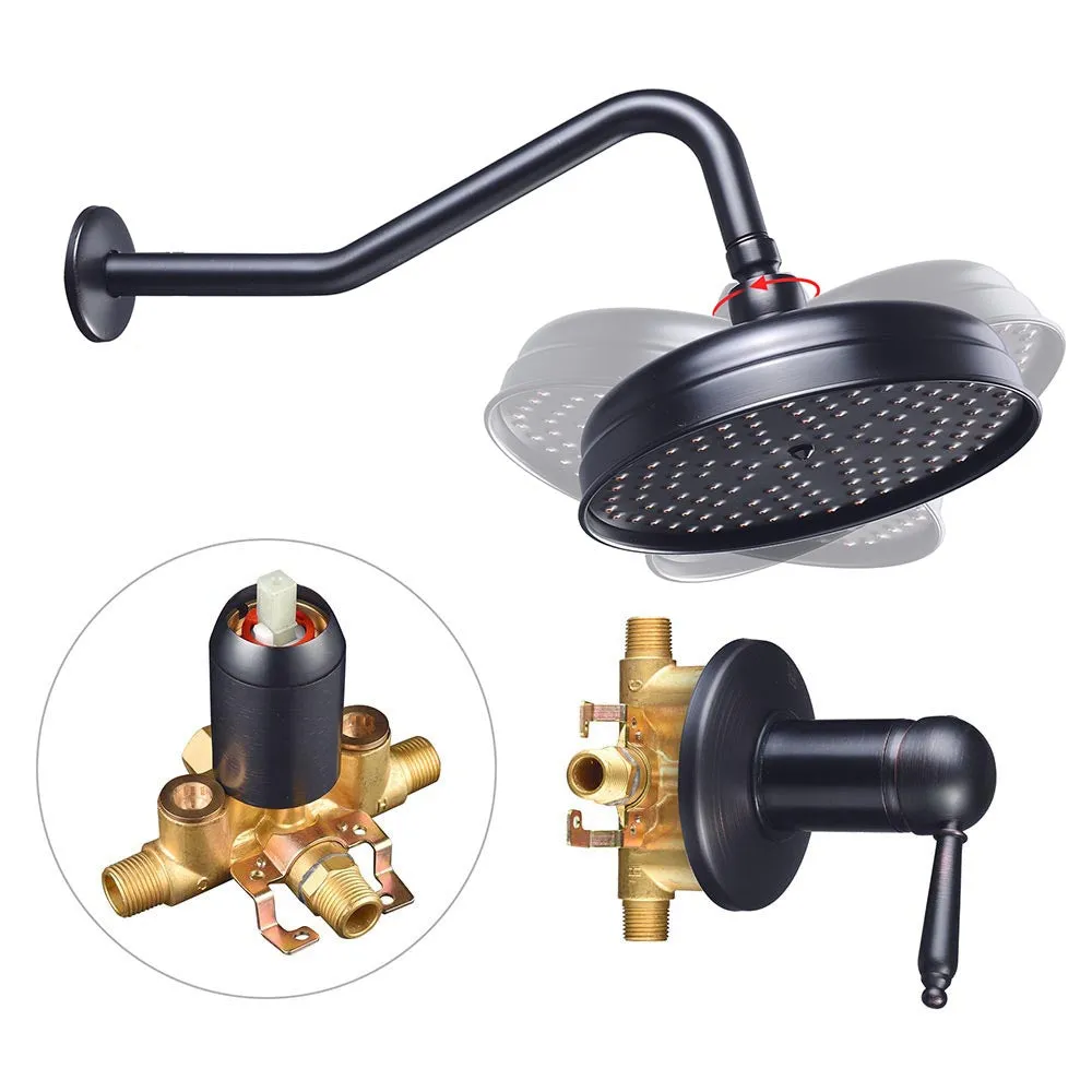 TheLAShop Wall Mounted Rain Shower Faucet & Handle Oil Rubbed Bronze