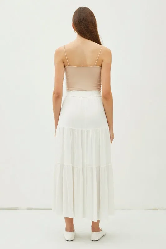 Tiered Maxi Skirt Off White