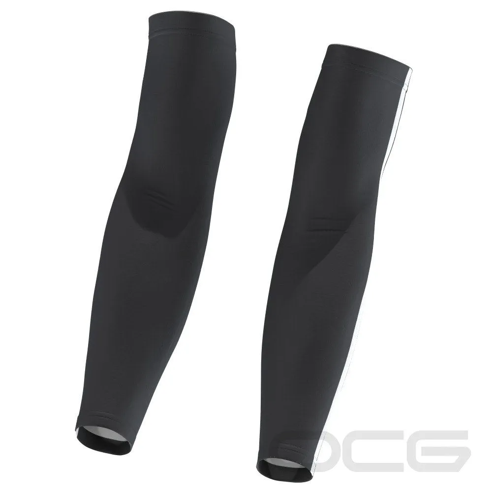 Unisex Retro Four Stripe Black Quick Dry Cycling Arm-Warmers