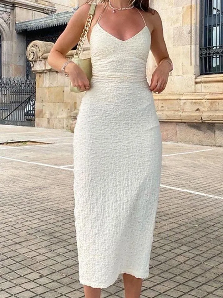 Uniwim Textured Split Halter Maxi Dress