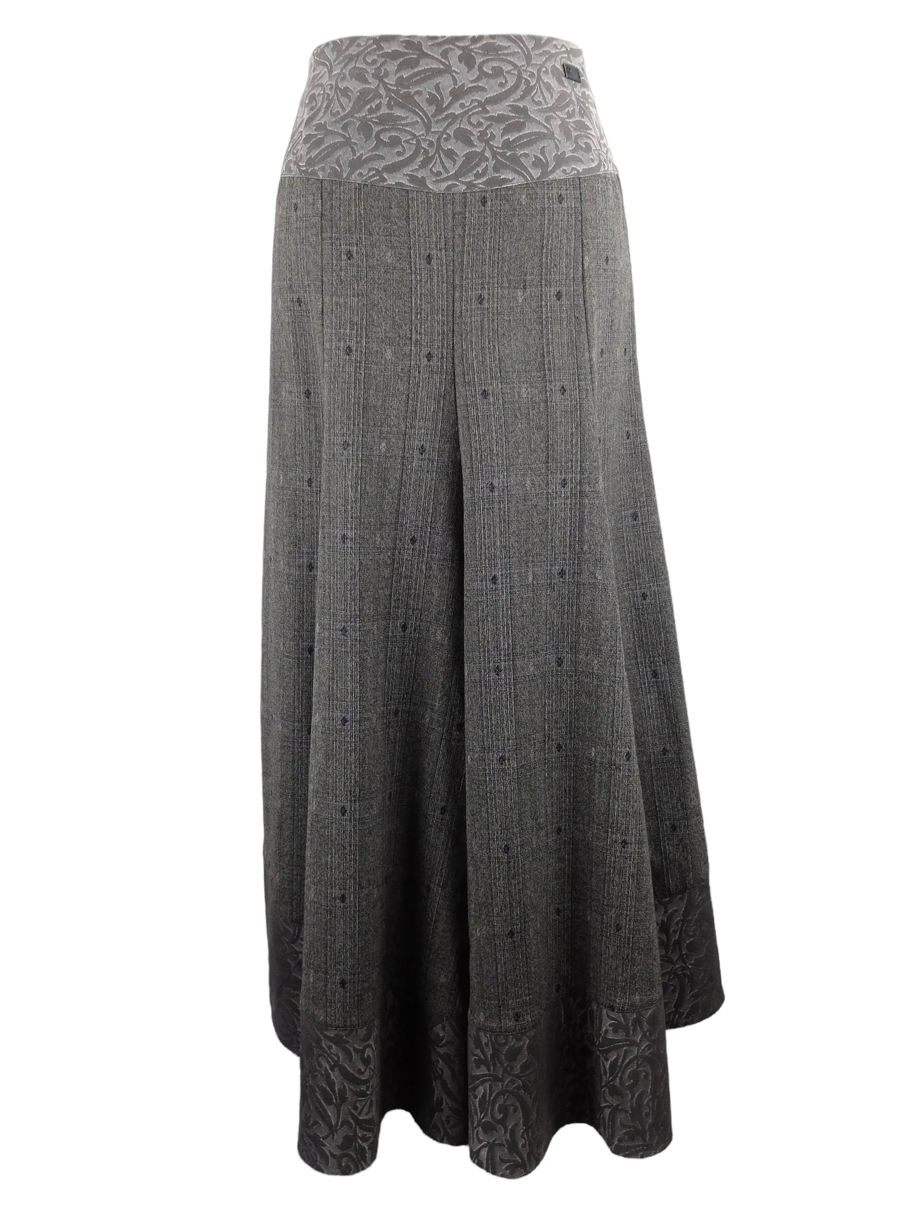 Vintage 2000s Y2K Kenzo Jungle Wool Blend Chic Grey Full Circle Floor Length Maxi Skirt | 32 Inch Waist