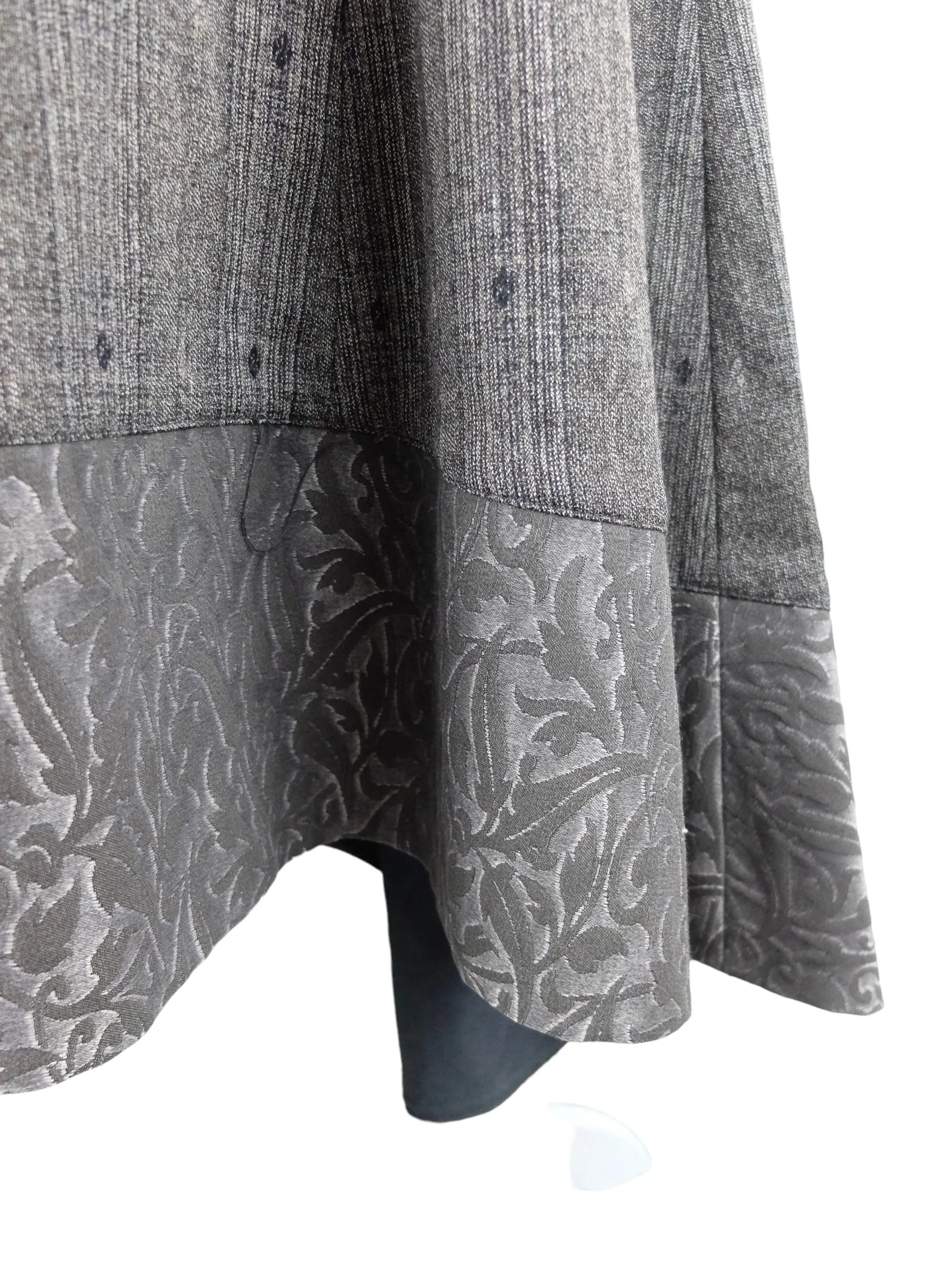 Vintage 2000s Y2K Kenzo Jungle Wool Blend Chic Grey Full Circle Floor Length Maxi Skirt | 32 Inch Waist