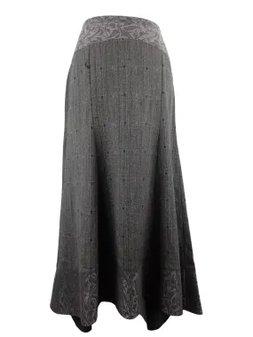 Vintage 2000s Y2K Kenzo Jungle Wool Blend Chic Grey Full Circle Floor Length Maxi Skirt | 32 Inch Waist