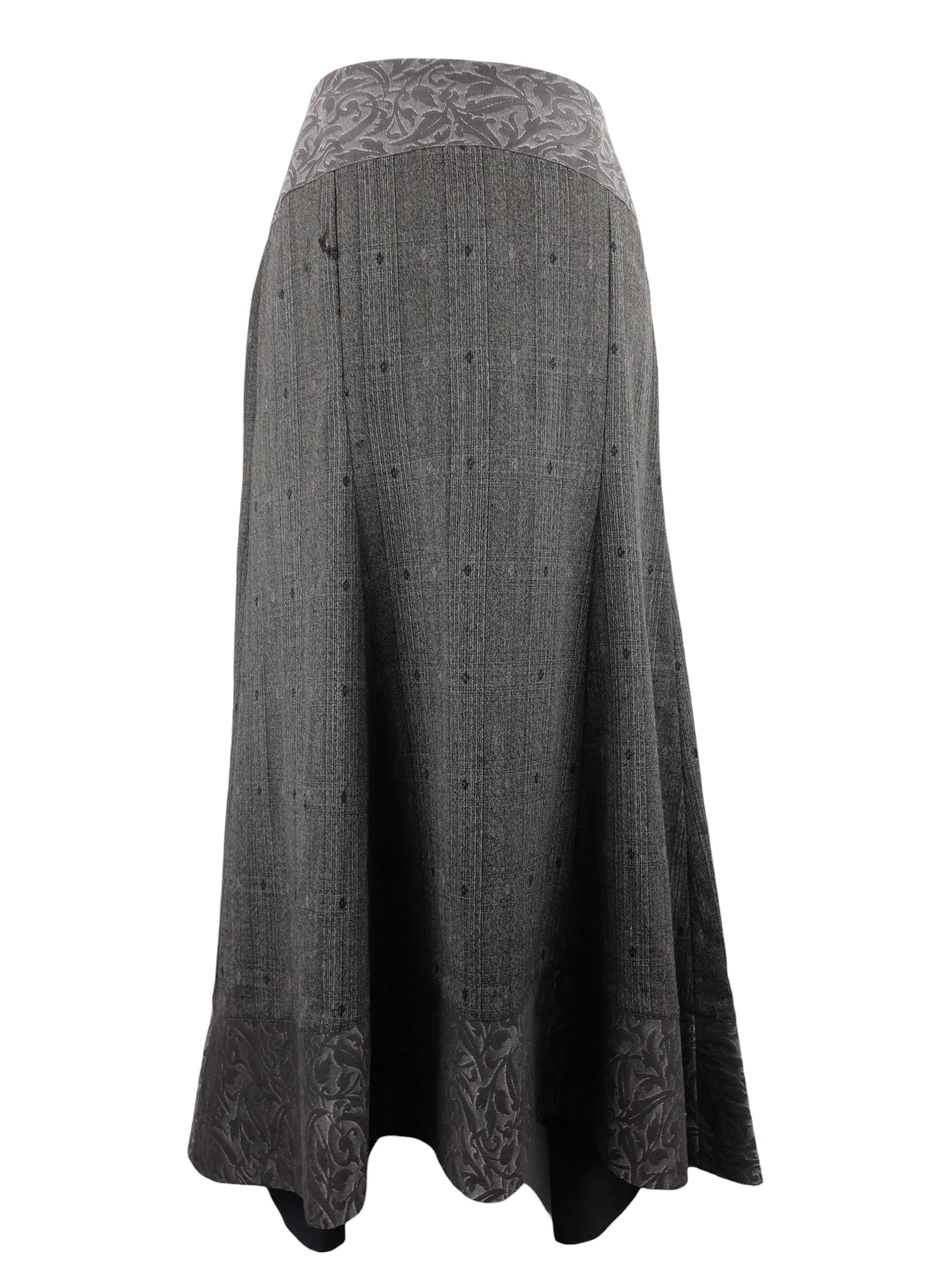 Vintage 2000s Y2K Kenzo Jungle Wool Blend Chic Grey Full Circle Floor Length Maxi Skirt | 32 Inch Waist